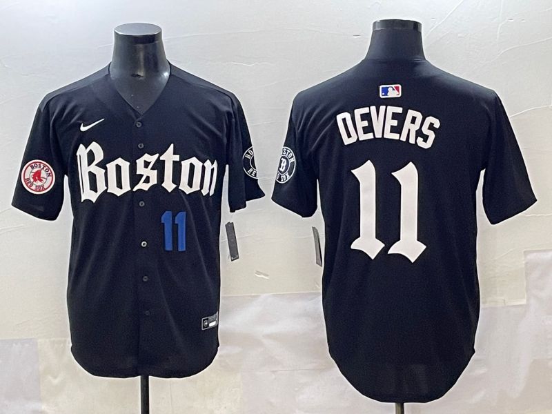 Men 2025 Boston Red Sox 11 Devers Black Five generations Joint Name Nike MLB Jersey style 16